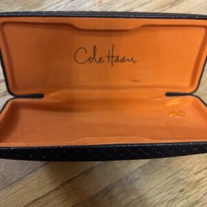 Cole Haan Brown Sunglasses Case Hard Hinged Designer Eyewear Holder Faux Leather